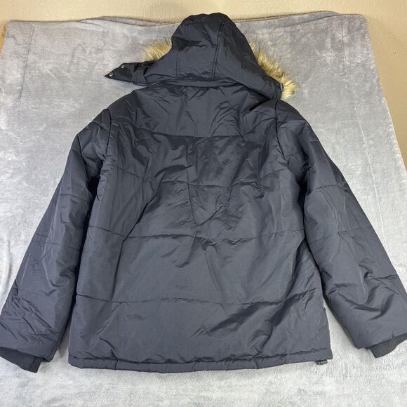 Wantdo Jacket Mens XL Black Hooded Puffer Parka Faux Fur Trim Winter Coat - Picture 2 of 13